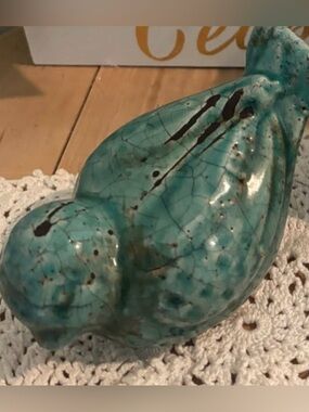 Turquoise Ceramic Bird Bath Heavy Decor New Final Sale